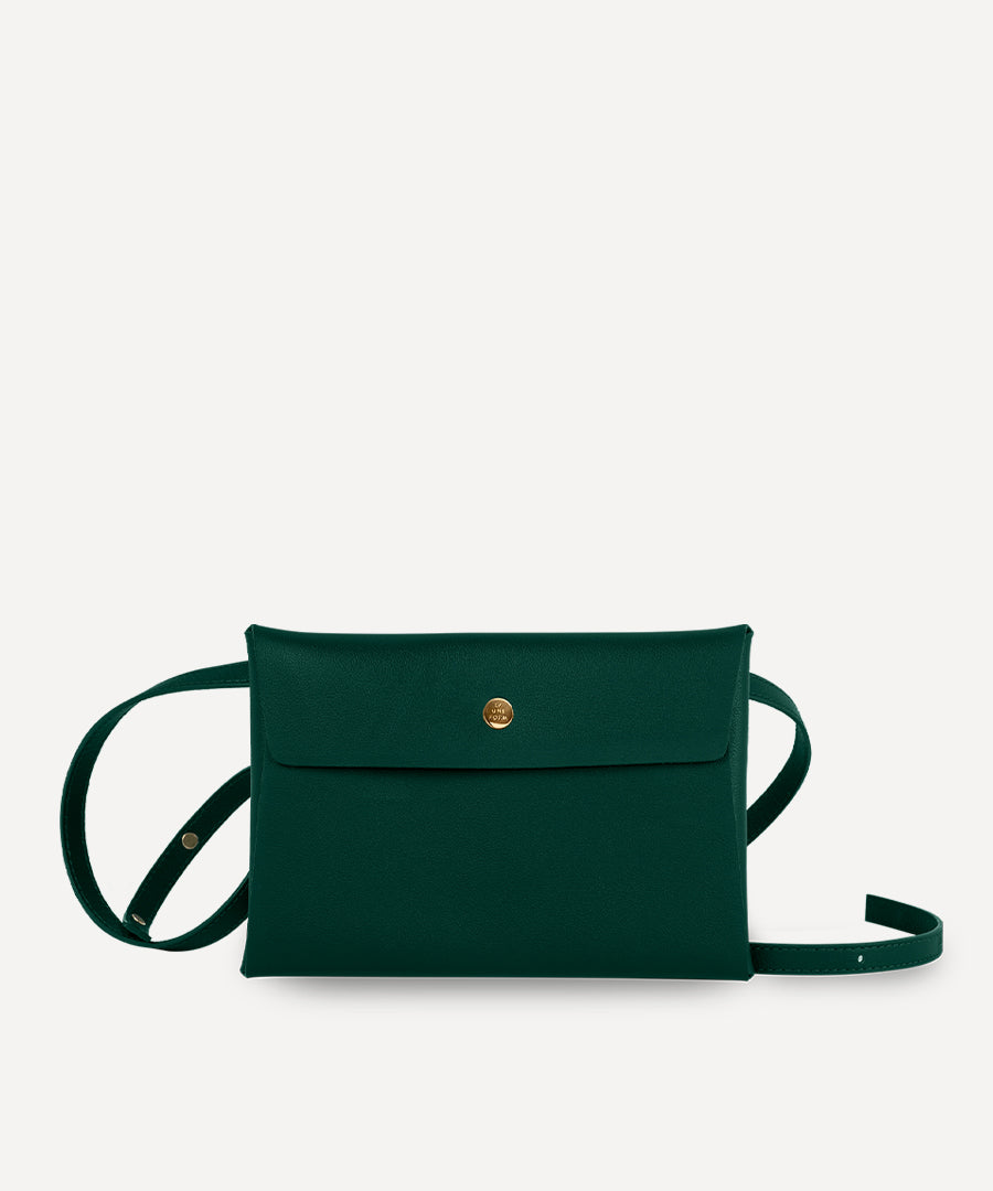 Sac à Bandoulière En Cuir Véritable Laminé GENERICO – Design Envelope, Fermeture Bouton, Bandoulière Réglable