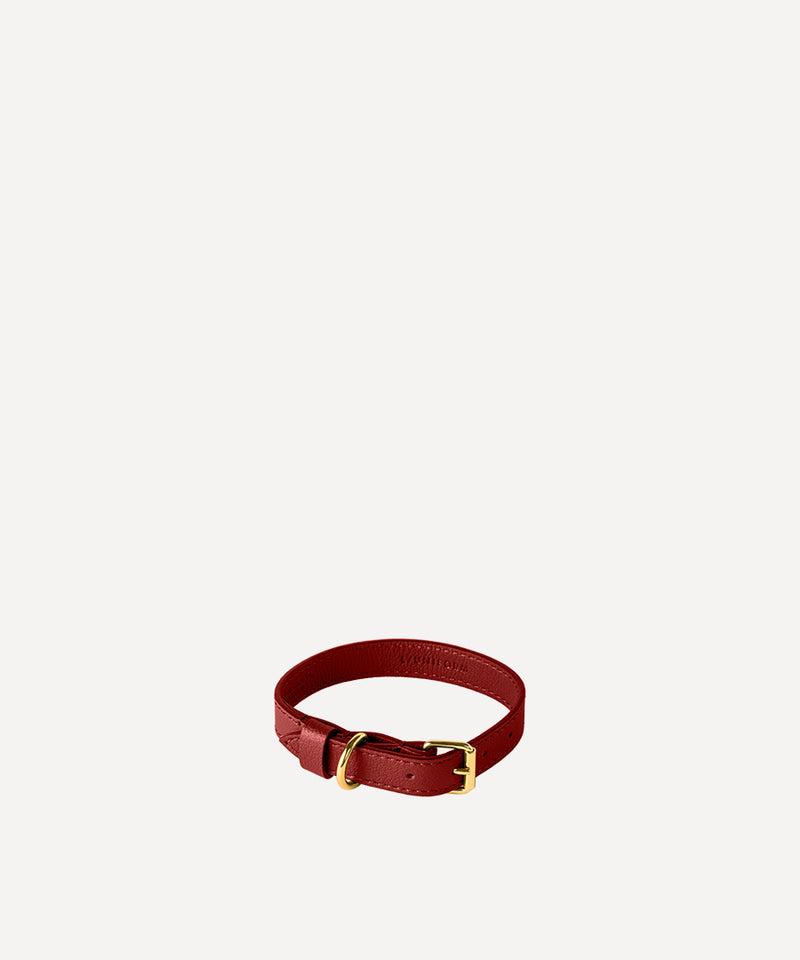 SMALL LEATHER PET COLLAR CARMINE