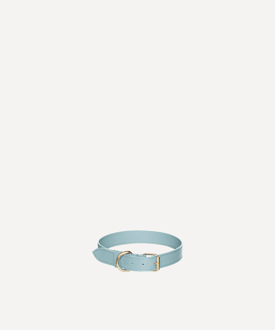 LE COLLIER CUIR BLEU PASTEL
