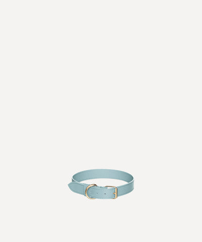 LE COLLIER CUIR BLEU PASTEL