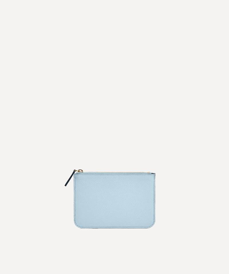 SMALL LEATHER POUCH PASTEL BLUE