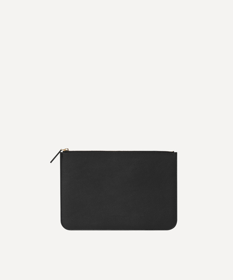 LA MOYENNE POCHETTE CUIR NOIRE