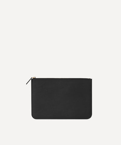 LA MOYENNE POCHETTE CUIR NOIRE