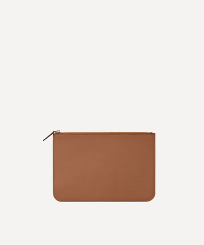 LA MOYENNE POCHETTE CUIR MARRON