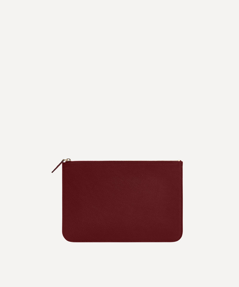 LA MOYENNE POCHETTE CUIR BORDEAUX
