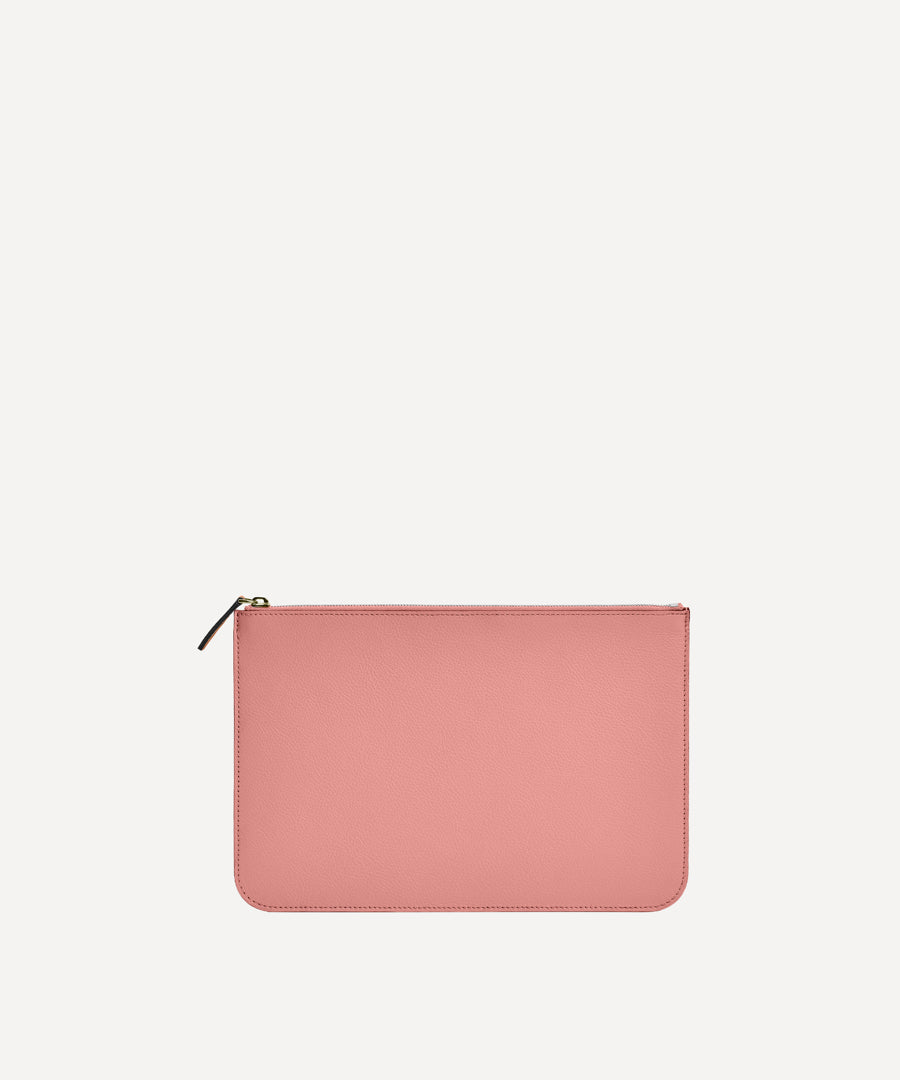 LA MOYENNE POCHETTE CUIR ROSE PASTEL