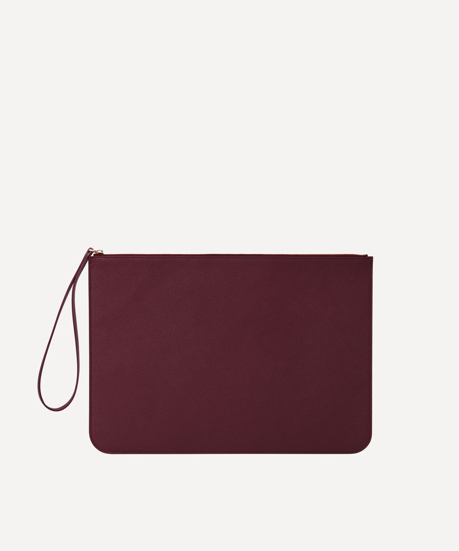 LA GRANDE POCHETTE CUIR BORDEAUX