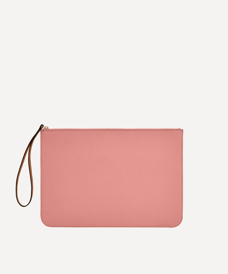 THE LARGE LEATHER POUCH PASTEL PINK