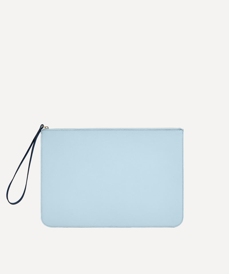 THE LARGE LEATHER POUCH PASTEL BLUE