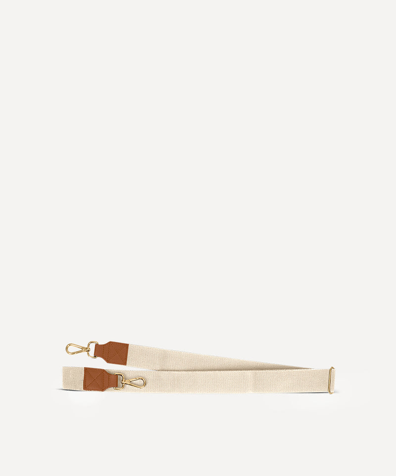 SHOULDER STRAP COTTON AND LEATHER NATURAL QUADRILLE