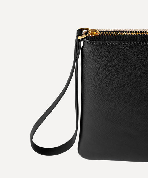 LA POCHETTE CUIR QUADRILLE NATURELLE