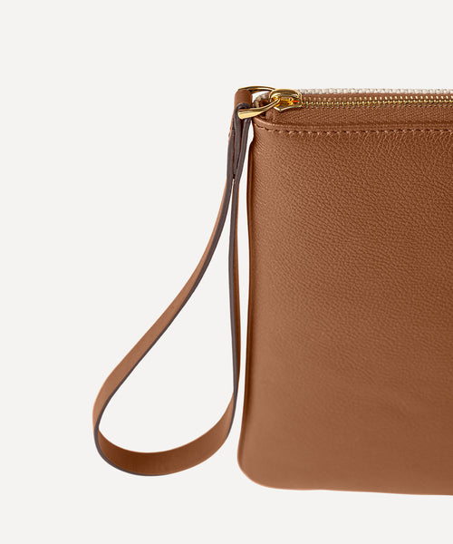 LA POCHETTE CUIR QUADRILLE NATURELLE