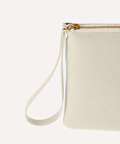 LA POCHETTE CUIR QUADRILLE NATURELLE