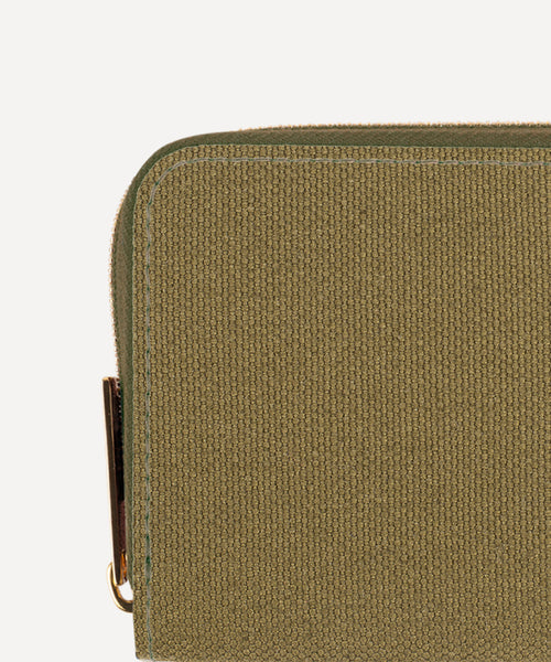 LE PORTE-MONNAIE TOILE KAKI ET CUIR