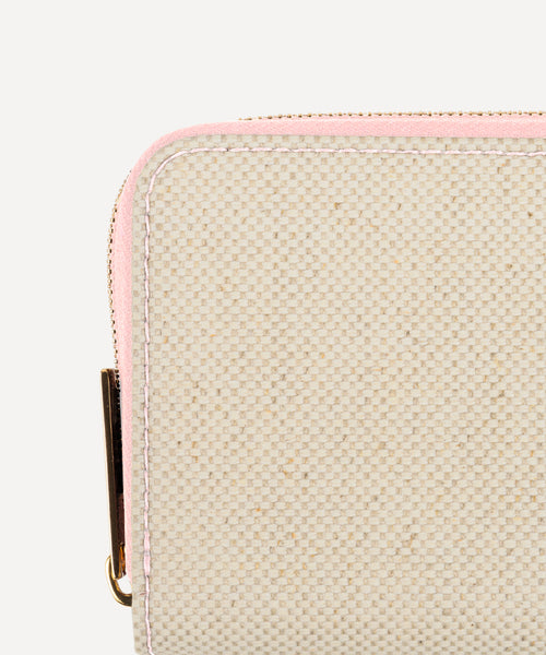 LE PORTE-MONNAIE TOILE QUADRILLE NATURELLE ET CUIR