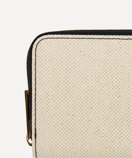 LE PORTE-MONNAIE TOILE QUADRILLE NATURELLE ET CUIR