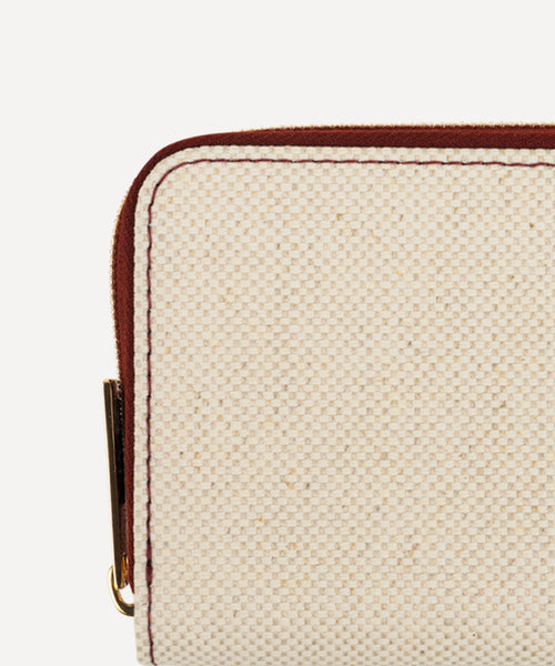 LE PORTE-MONNAIE TOILE QUADRILLE NATURELLE ET CUIR