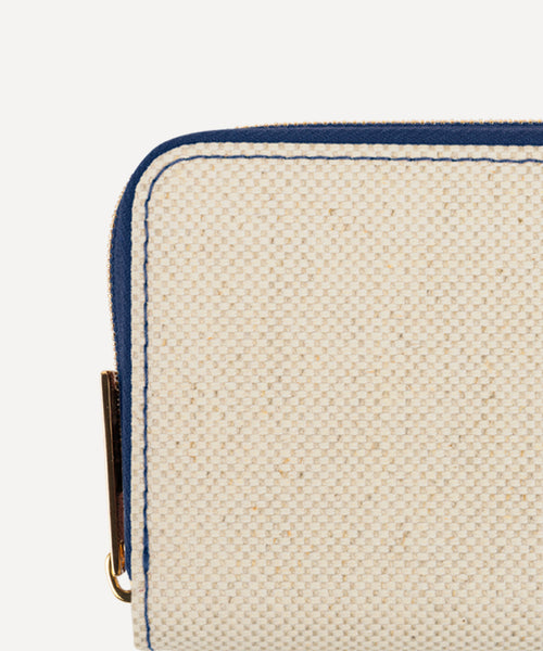 LE PORTE-MONNAIE TOILE QUADRILLE NATURELLE ET CUIR