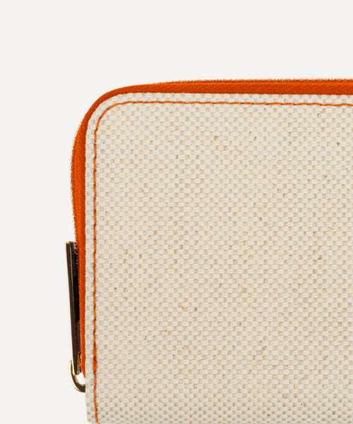 LE PORTE-MONNAIE TOILE QUADRILLE NATURELLE ET CUIR