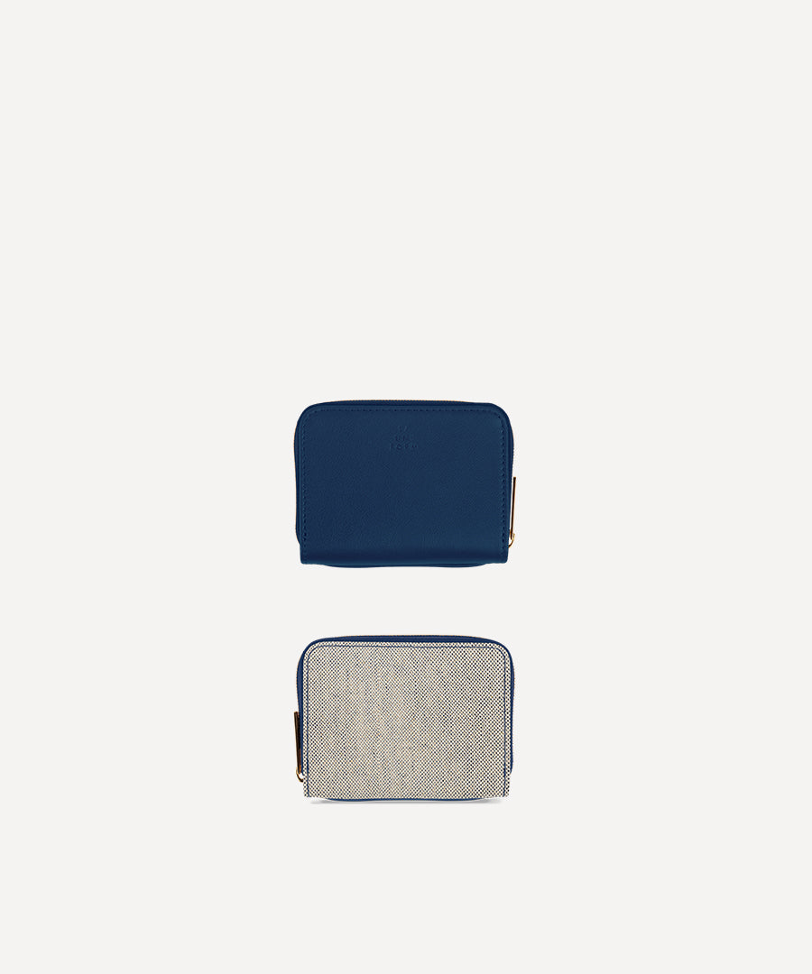 COINS WALLET CANVAS AND LEATHER NAVY QUADRILLE