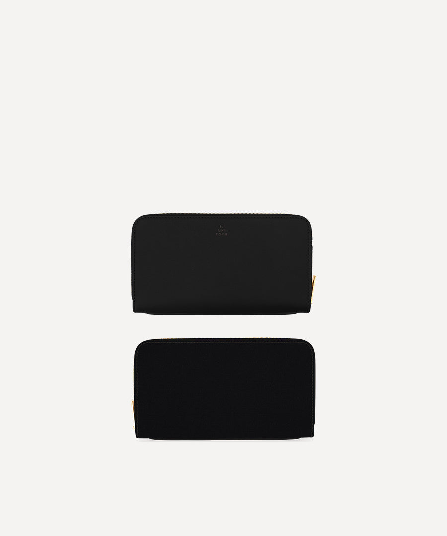 LE GRAND PORTEFEUILLE TOILE NOIRE ET CUIR