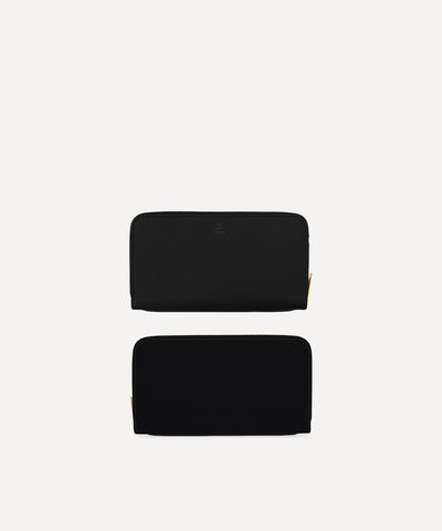 LE GRAND PORTEFEUILLE TOILE NOIRE ET CUIR