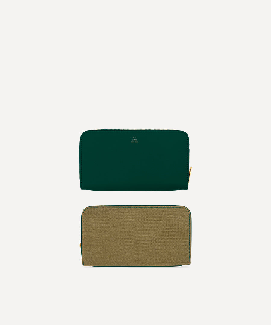 LONG WALLET CANVAS AND LEATHER KHAKI