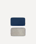 LONG WALLET CANVAS AND LEATHER NAVY QUADRILLE