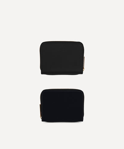 LE PETIT PORTEFEUILLE TOILE NOIR ET CUIR