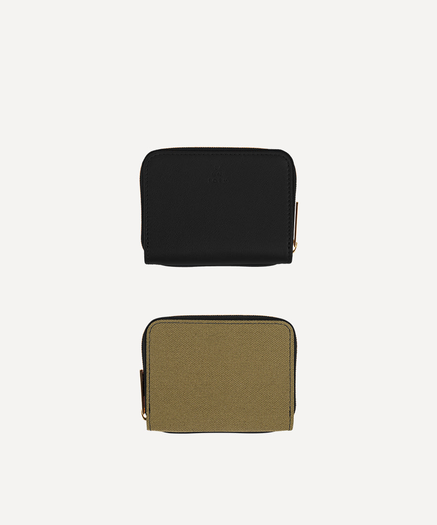 LE PETIT PORTEFEUILLE TOILE KAKI ET CUIR