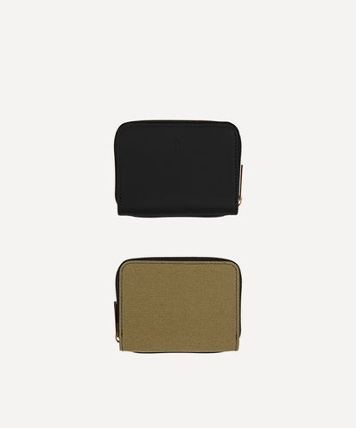 LE PETIT PORTEFEUILLE TOILE KAKI ET CUIR