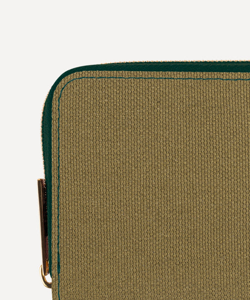 LE PETIT PORTEFEUILLE TOILE KAKI ET CUIR