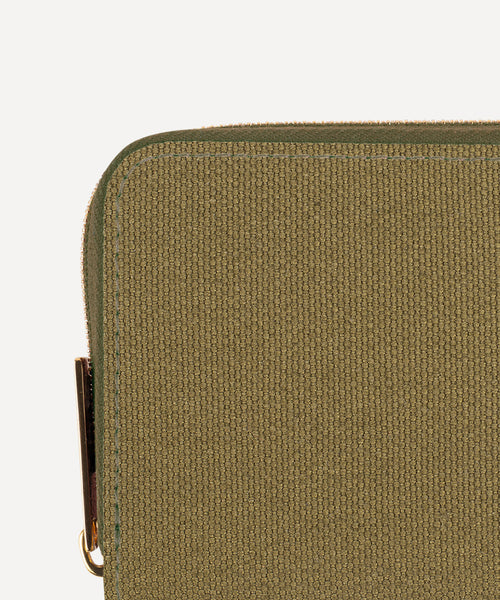LE PETIT PORTEFEUILLE TOILE KAKI ET CUIR