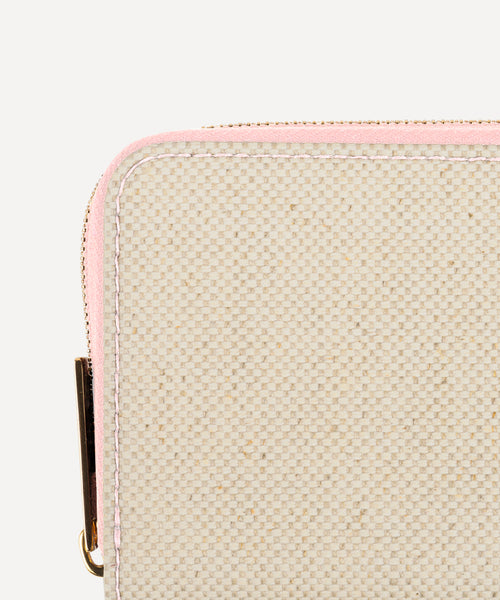 LE PETIT PORTEFEUILLE TOILE QUADRILLE NATURELLE ET CUIR