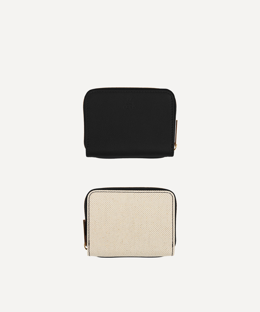 COMPACT WALLET CANVAS AND LEATHER