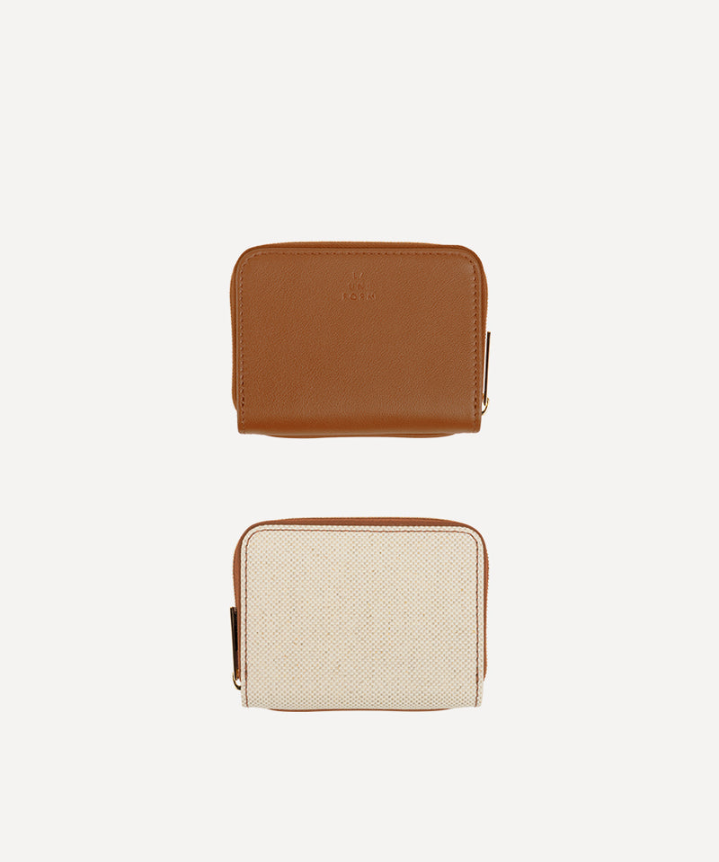 COMPACT WALLET CANVAS AND LEATHER NATURAL QUADRILLE