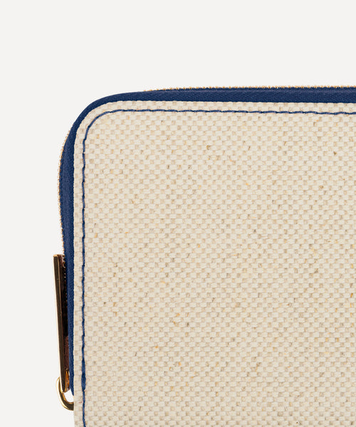 LE PETIT PORTEFEUILLE TOILE QUADRILLE NATURELLE ET CUIR