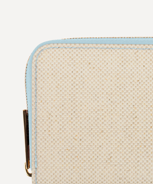 LE PETIT PORTEFEUILLE TOILE QUADRILLE NATURELLE ET CUIR