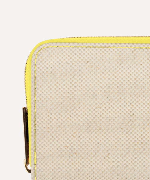 LE PETIT PORTEFEUILLE TOILE QUADRILLE NATURELLE ET CUIR