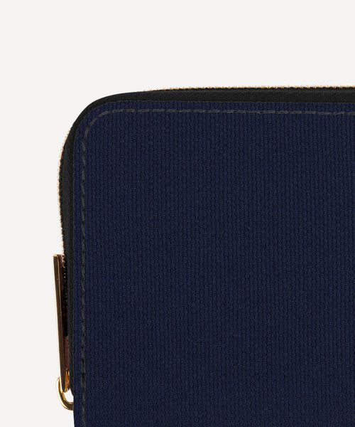 LE PETIT PORTEFEUILLE TOILE MARINE ET CUIR