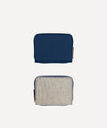 COMPACT WALLET CANVAS AND LEATHER NAVY QUADRILLE
