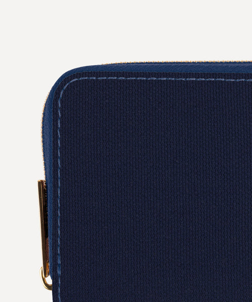 LE PETIT PORTEFEUILLE TOILE MARINE ET CUIR