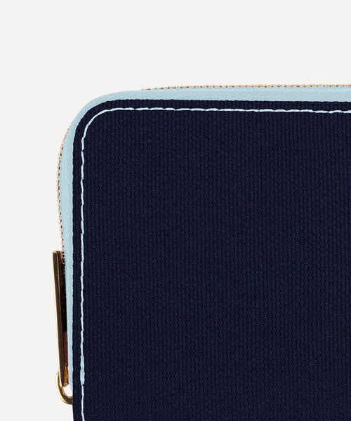 LE PETIT PORTEFEUILLE TOILE MARINE ET CUIR