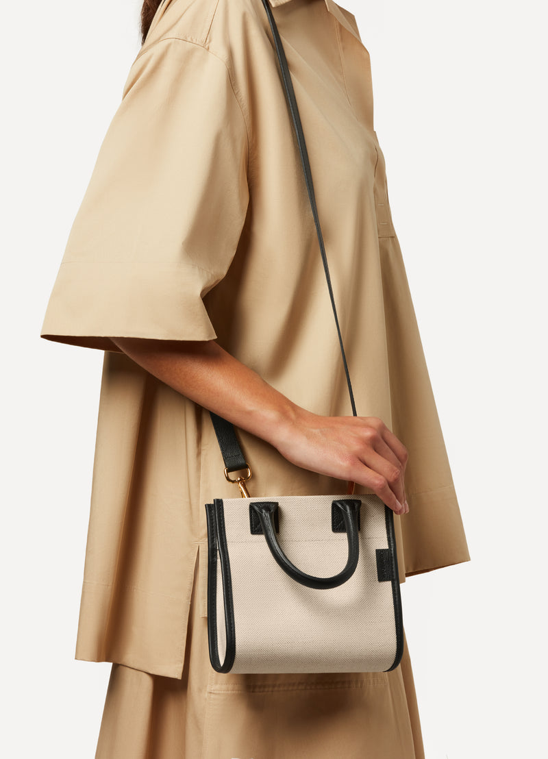 THE MINI CARRY-ALL TOTE BAG NATURAL QUADRILLE