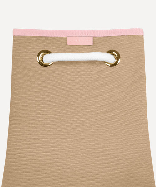 Sac Marin L/UNIFORM en toile dune et rose avec pochette vue de face