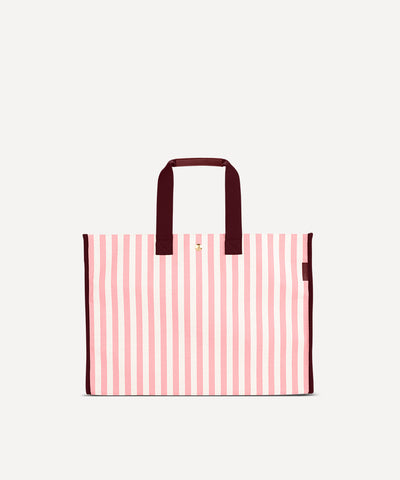 LE SAC PLIABLE COTON QUADRILLE NATURELLE RAYÉE ROSE