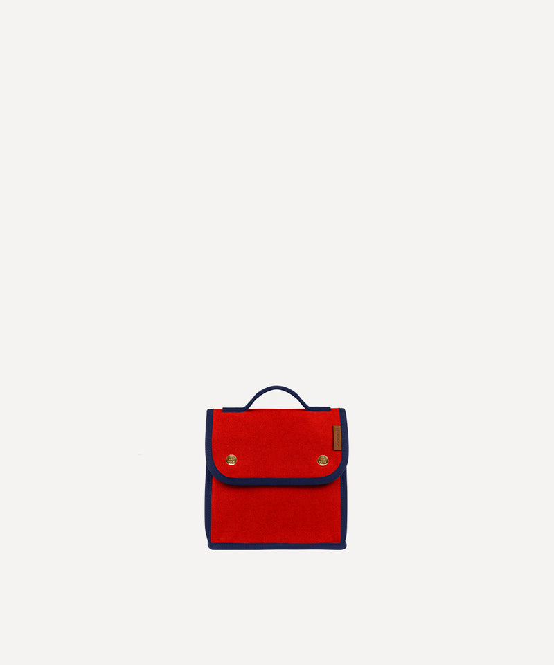 Le Sac à Goûter L/UNIFORM en toile rouge  et marine vue de face