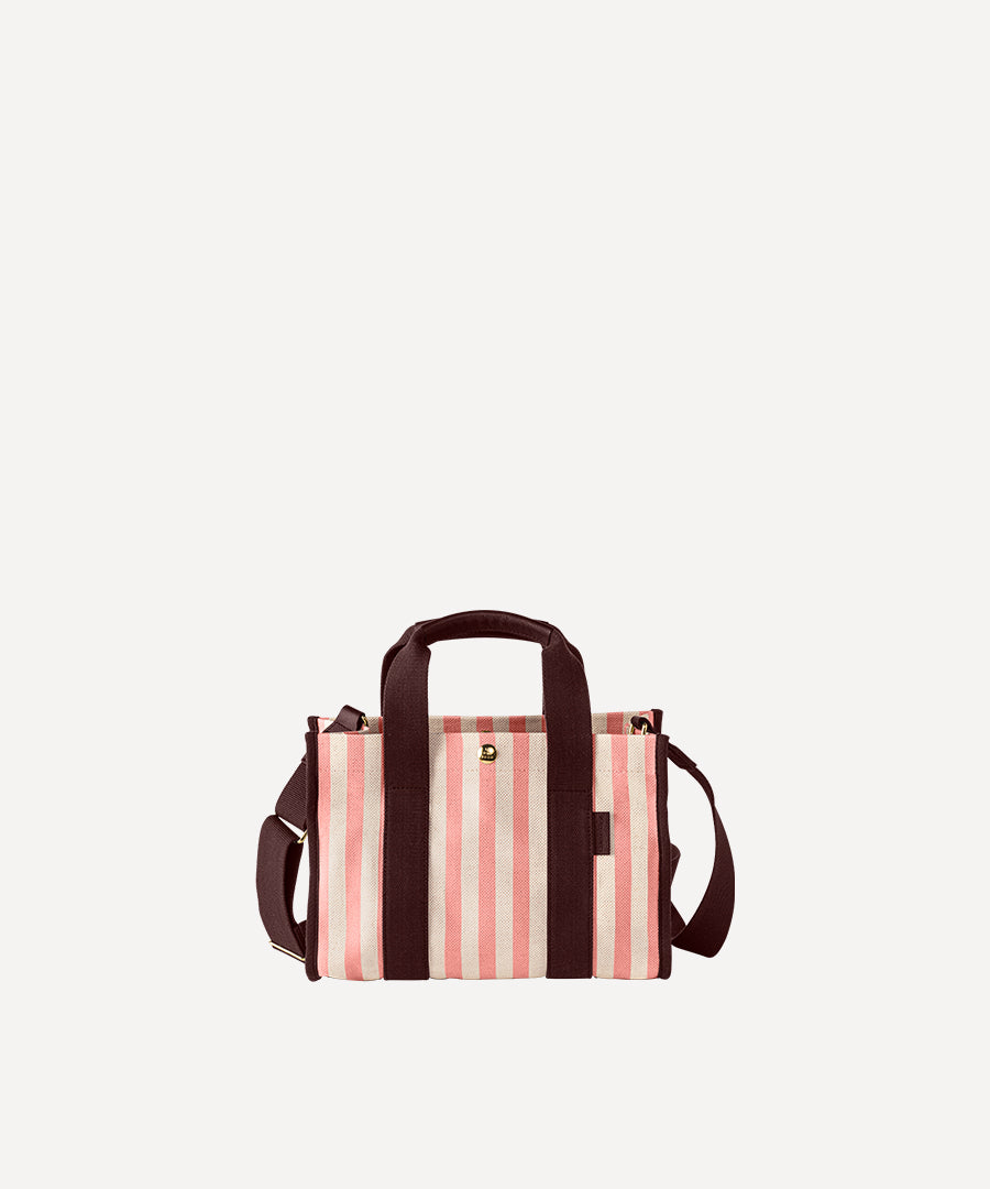 LE MINI SAC PRESSE QUADRILLE NATURELLE RAYÉE ROSE