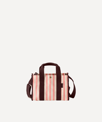 LE MINI SAC PRESSE QUADRILLE NATURELLE RAYÉE ROSE