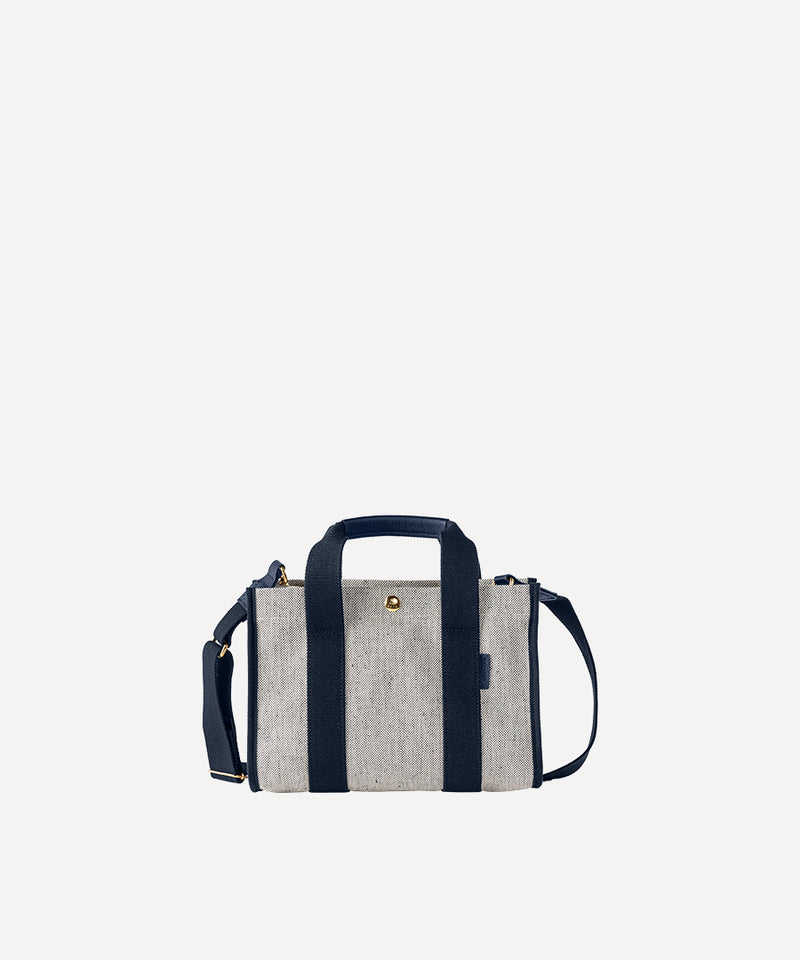 THE MINI PRESS BAG NAVY QUADRILLE